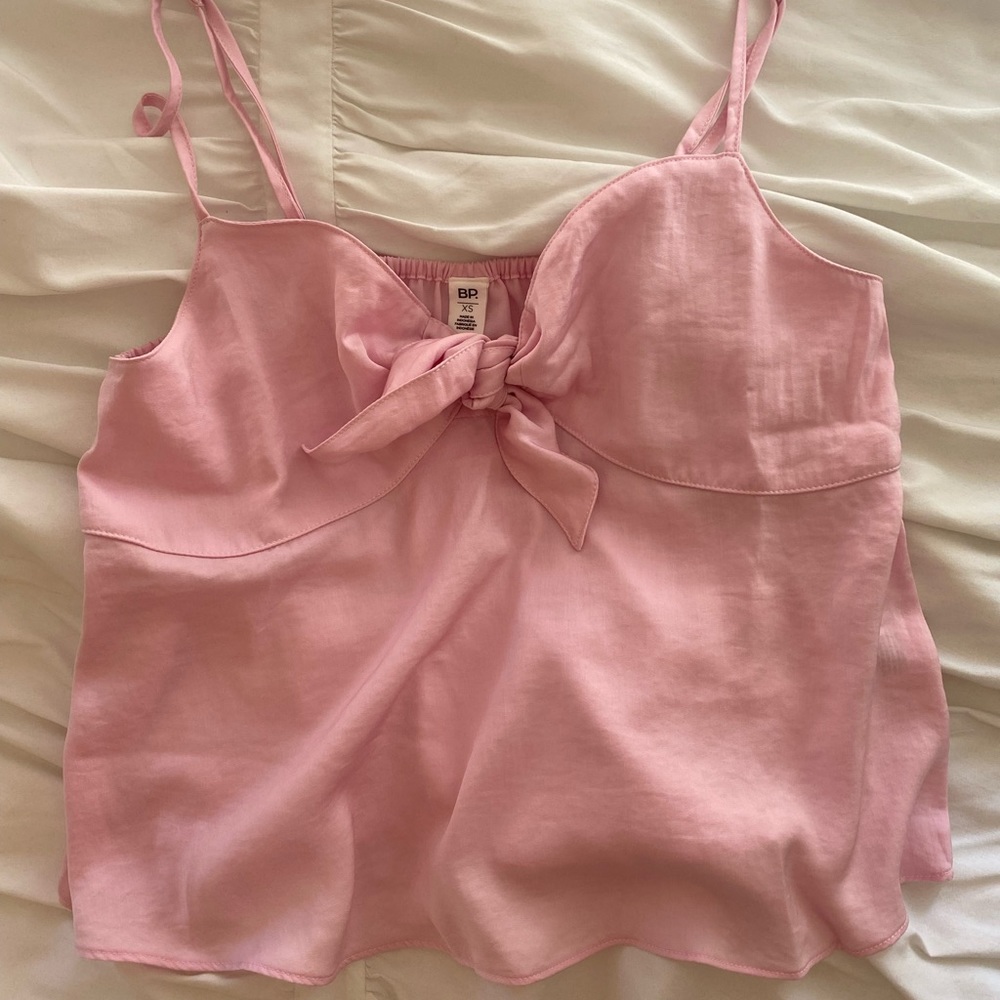Nordstrom BP pink flowy satin tie front cami